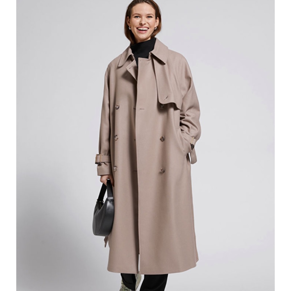 Relaxed wool belted trench coat